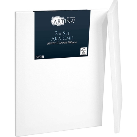 Artina Set van 2 Schildersdoeken 80x100 cm - FSC® Schildersdoek 2 Stuks - Akademie Canvas Dubbel Geprimed Spieraam Wit