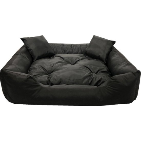 Ecco - Honden- en kattenbed met kussen | Binnenmaat: 130x100 / Buitenmaat: 145x115cm - Zwart