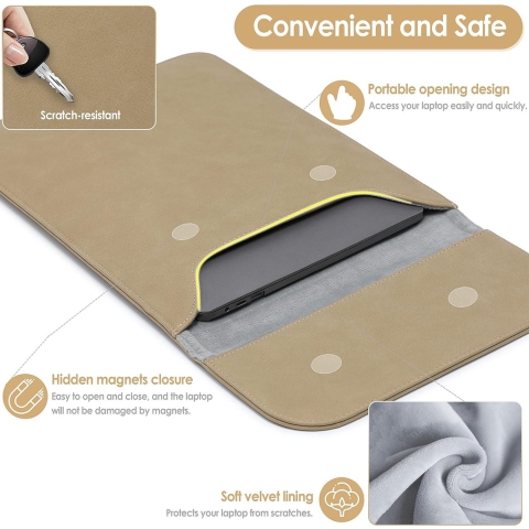 13 Inch Laptop Hoes Sleeve Laptophoes Laptoptas, khaki
