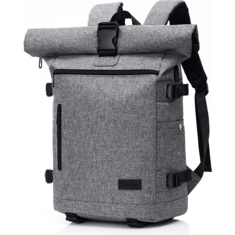 Rolltop Rugzak voor heren en dames,Laptoprugzak voor 15,6-inch laptop,dagrugzak waterdicht en anti-diefstal,Schoolrugzak voor tienermeisjes en jongens met USB-oplaadpoort voor werk,universiteit,reizen,sportrugzak (Grijs)