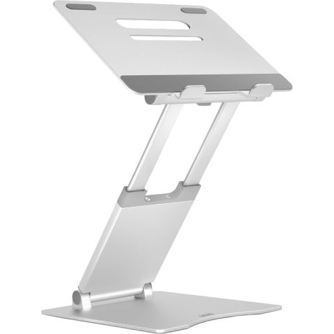 DESQ® Aluminium laptopstandaard | Volledig verstelbaar | Laptop werkstation voor zitten en staan | Telescopisch | Hoogte 30-450 mm | Voor alle 10-17 inch laptops