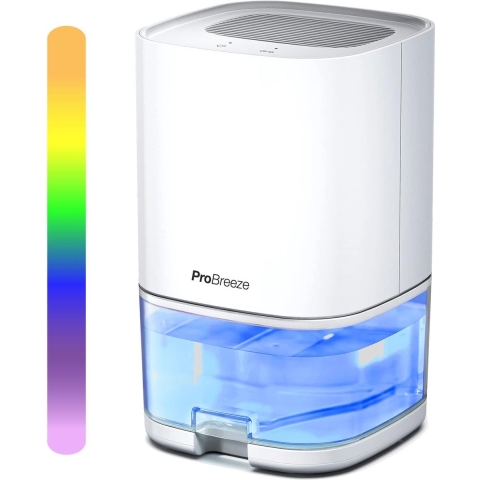 Intelectro Luchtontvochtiger Slaapkamer 1000ml- Ultieme Vochtbestrijding Binnen Handbereik - Efficiënt Vochtverwijdering - 450ml/dag - Fluisterstille Werking - Ingebouwde Timer - LED Verlichting - Wit - Levering Sneller dan Aangegeven!