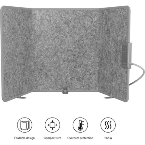Sinji Infrarood Verwarming - Bureau verwarming - Vouwbaar & Makkelijk Verplaatsbaar - 165 Watt - Grijs