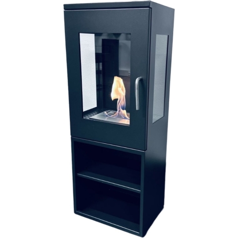 Bio ethanol haard - Hyros zwart bio ethanol vrijstaand kachelhaard H95 CM - bio ethanol vloer kachel haard - sfeerhaard - Terrashaard - bio ethanol openhaard - woonkamer kachel