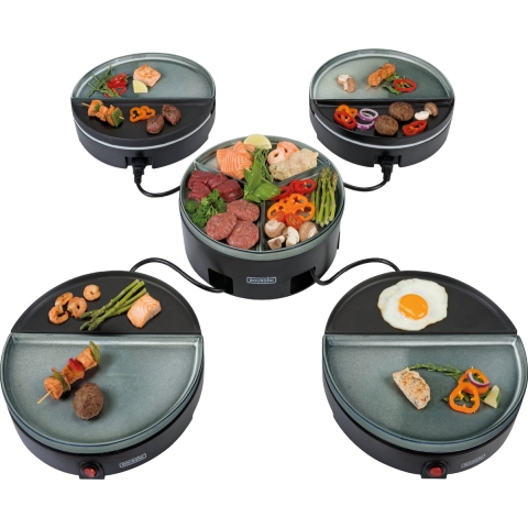 Bourgini Chefs Dinner Party - Bak & Grillplaat - Gourmetstel - Glazed Grey - 4 personen - Uitbreidingsset beschikbaar