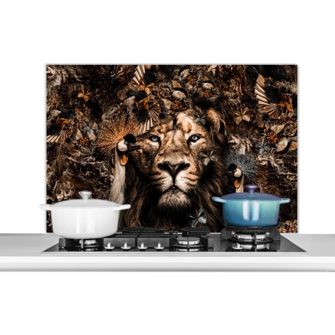 Spatscherm Keuken - Kookplaat Achterwand - Spatwand Fornuis - 100x65 cm - Collage - Dieren - Luxe - Aluminium - Wanddecoratie - Muurbeschermer - Hittebestendig