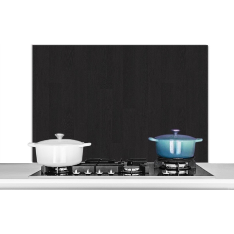 Spatscherm Keuken - Kookplaat Achterwand - Spatwand Fornuis - 100x65 cm - Plank - Zwart - Patronen - Aluminium - Wanddecoratie - Muurbeschermer - Hittebestendig