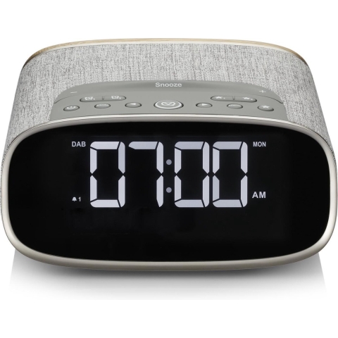 LARK, FM/DAB+/BT wekkeradio, USB charging, lichtgrijs/eik