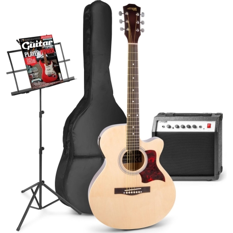 Elektrisch akoestische gitaar - MAX ShowKit gitaarset met 40W gitaar versterker, muziekstandaard, gitaar stemapparaat, gitaartas en plectrum - Hout