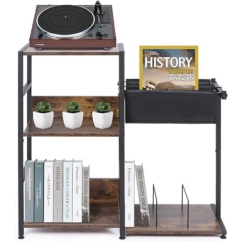Platenspeler Meubel - Platenspeler Kast - Vinyl Kast - Platenspeler met 3 niveaus - Hout Metaal