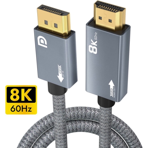NÖRDIC DPHM-300 - 3m Displayport naar HDMI 2.1 - 8K60Hz 4K120/144Hz - Dynamic HDR - 32.4Gbps - Dolby ATMOS
