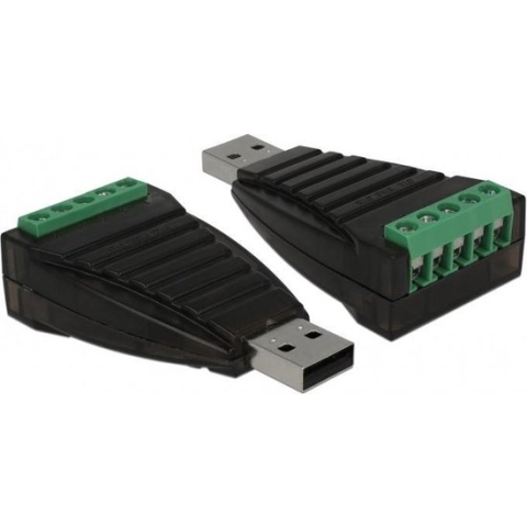 USB-A (m) naar 5-pins terminal block (v) seriële RS422/RS485 adapter / FTDI chip / ESD protectie / overspanningsbeveiliging