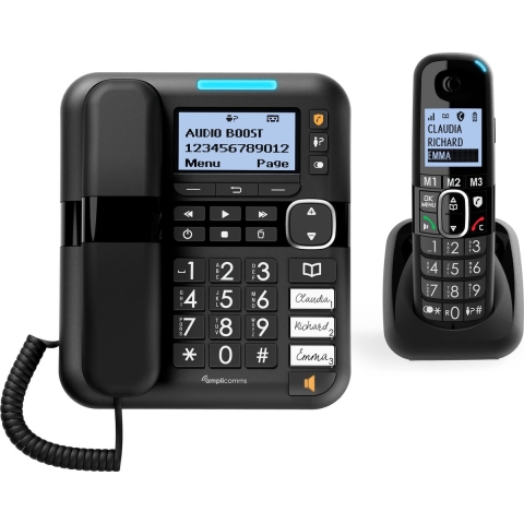 Amplicomms BT1580 Combo bureau en draadloos telefoon groot lcd display - grote toetsten - luid bel signaal - luid gespreksvolume