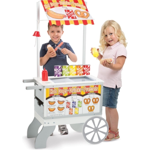 Melissa & Doug Houten karretje voor snacks en zoetigheden - The Original (speelsets en speelkeukens, meer dan 40 speelstukjes, geweldig cadeau voor meisjes en jongens - ideaal voor kinderen van 3, 4, 5, 6 en 7 jaar)