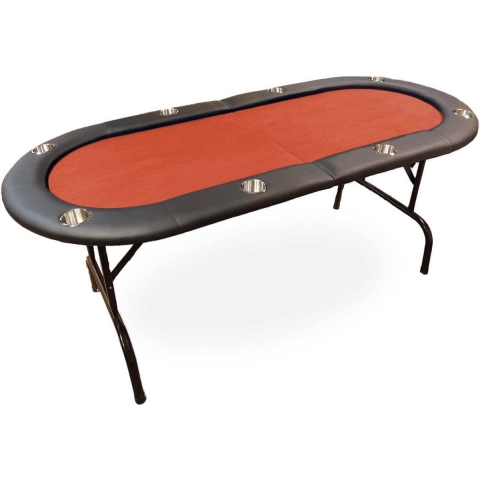 Opvouwbare Pokertafel rood - 184cm x 84cm x 75cm - 2 tot 8 spelers