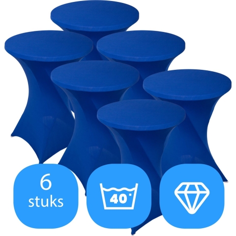 Statafelrok Blauw x 6 – ∅80-85 x 110 cm – Stretch 6 stuks – Tafelrok voor Statafel – Geschikt voor Horeca Evenementen | Sta Tafel Hoes | Staantafelhoes | Cocktailparty | Trouwerij