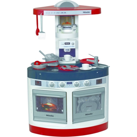 Miele-keukendriehoek I Past perfect in hoeken I Keukenaccessoires voor kinderen I Kookplaat en espressomachine met geluid I Afmetingen: 43 cm x 59,5 cm x 95 cm I Speelgoed voor kinderen vanaf 3 jaar