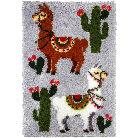 Orchidea - Knooptapijt - Alpacas - Geprint stramien - 4,5 count - Voor volwassenen - 4103