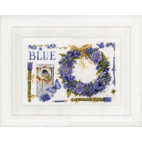 borduurpakket PN0149993 marjolein bastin, lavendelkrans met pimpelmees