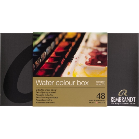 Rembrandt Professionele aquarelverf, metalen set, 48 halve Napjes + 1 penseel, algemene kleurenselectie
