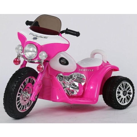 Politiemotor 6V roze, kinder motor, kids motor