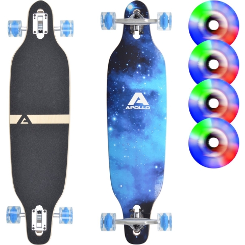 Apollo Twin Tip DT Longboard Blue Sky - LED Wheels