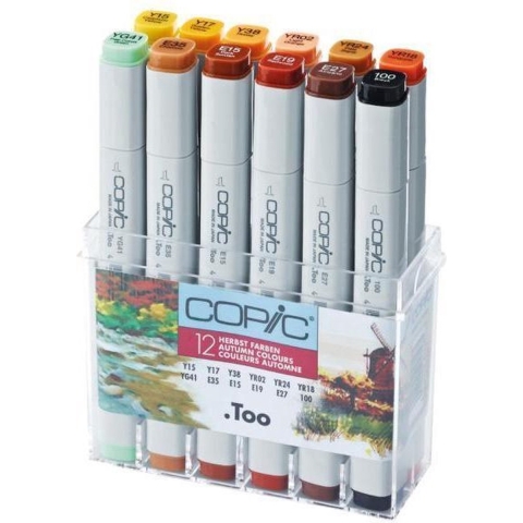Copic Classic Set 12 Kleuren Herfst - Markers Set - Stiften Set Voor Tekenen En Ontwerpen - Professionele Markers