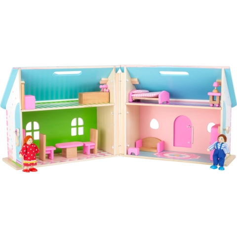Poppenhuis - vouwbaar - Houten speelgoed vanaf 3 jaar