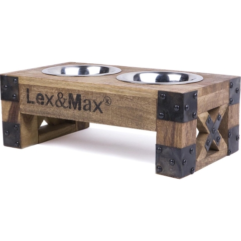 Lex & Max Feeder - Voerbakken Standaard - RVS bakken 17CM - 43x24x16cm - Hout