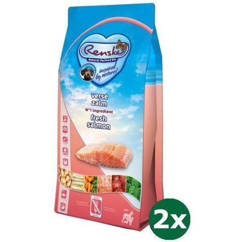 2x2 kg Renske super premium adult zalm graanvrij hondenvoer