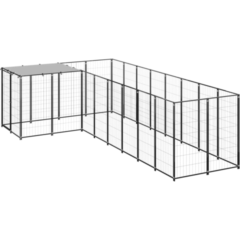 The Living Store Hondenkennel - Grote stalen hondenkooi - 220x440x110cm - Waterbestendig dak