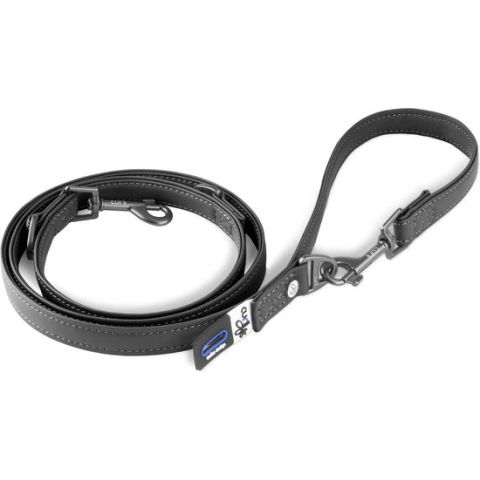 Curli Apple Leather Adjustable Leash - Hondenriem - 160x1,5 cm Zwart 160x1,5cm M