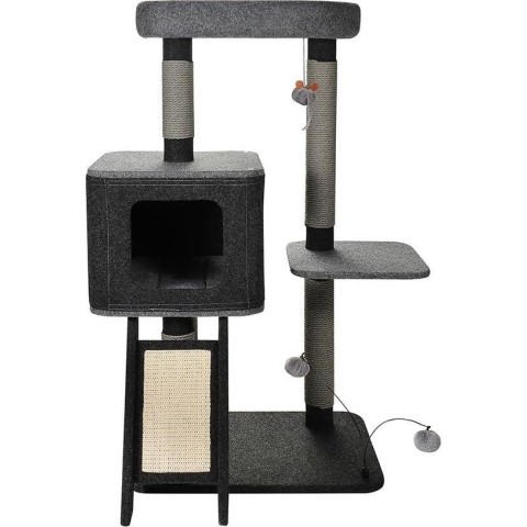 Krabpaal katten - donkergrijs - 58 x 40 x 110 cm - krabmeubel - krabpaal groot - kattenmeubel