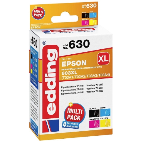 Edding Inkt combipack vervangt Epson 603XL (T03A1/A2/A3/A4) Compatibel Zwart, cyaan, magenta, geel EDD-630 18-630