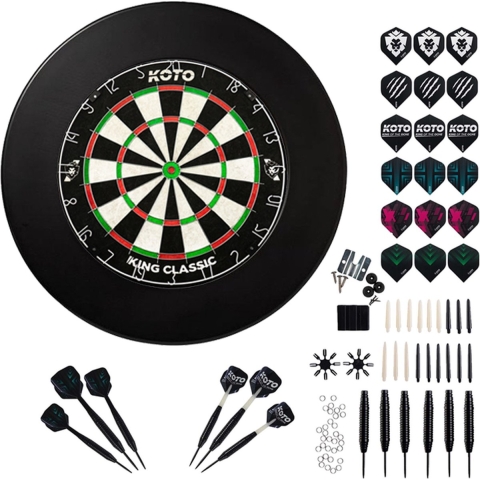 KOTO King Classic Edition Zwart + Surround +KOTO Accessory Kit Steeltip 90 stuks, 2 SetsKOTO darts van 23 gram, 6 SetsKOTO flights, 6 SetsKOTO shafts, 2 punch houders, shaft ringen en flight beschermers
