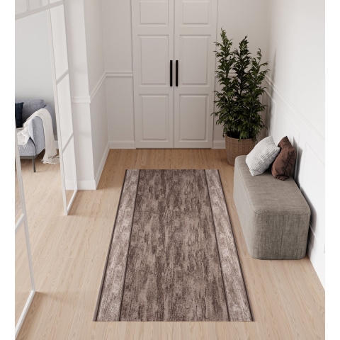 Tapiso Antislip Rubber Vloerkleed Bruin Gang Rubbermat Tapijt Maat- 80x550