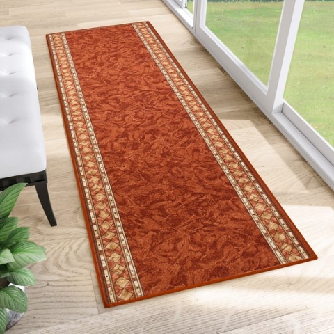 Tapiso Antislip Rubber Mat Oranje Klassiek Modern Rubbermat Tapijt Maat- 80x250