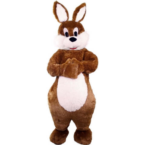KIMU Mascotte Kostuum Konijn Bruin Groot - Maat S-XL - Paashaas Pak Pluche Dames Heren Vrouw Man - Verkleedpak Haas Paashaaspak Konijnenpak Pasen