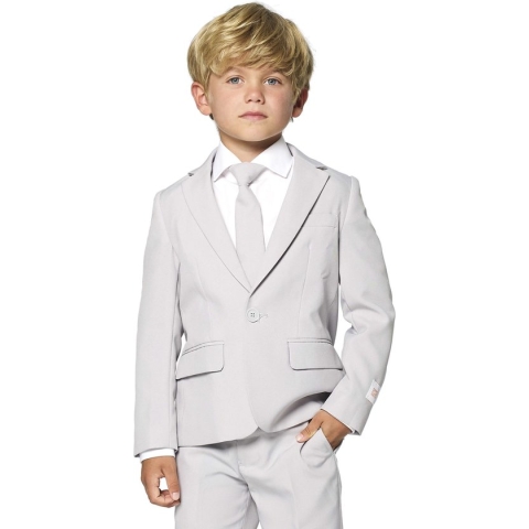 OppoSuits Groovy Grey - Jongens Pak - Casual Effen Gekleurd - Grijs - Maat EU 92/98 - 2 Jaar