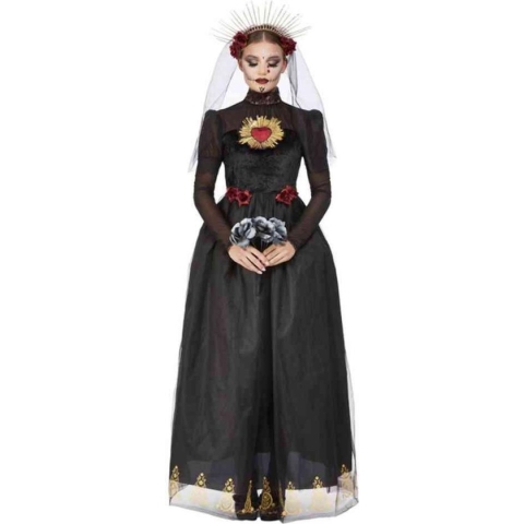 SMIFFY'S - Zwarte bruid vermomming Dia de los muertos vrouw - S