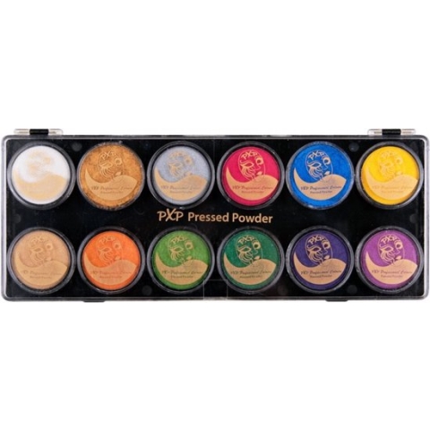 PXP Pressed poeder palet pearl colours Inclusief penseel 12 x 5 gram - Carnaval Schmink Kleur
