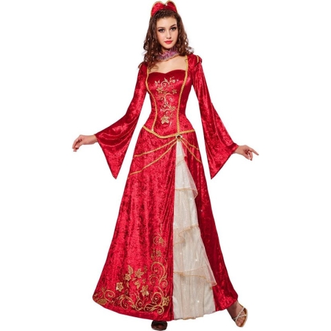 Widmann - Middeleeuwen & Renaissance Kostuum - Renaissance Prinses Radabella - Vrouw - Rood - Medium - Carnavalskleding - Verkleedkleding