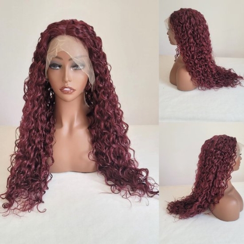 Frazimashop- Blonde Pruik Hittebestendige - Pruiken Dames Lang ombre krul Haar - #Front Lace Wig 13x1# Hoge kwaliteit synthetische pruik 70 cm