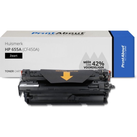 PrintAbout huismerk Toner 655A (CF450A) Zwart geschikt voor HP