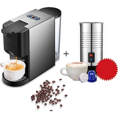 Dripio 4 in 1 Koffiemachine - Koffiezetapparaat - Koffie Automaat - Automatisch - Nespresso - Dolce Gusto - Koffiepoeder - Koffiepads - Met Melkopschuimer