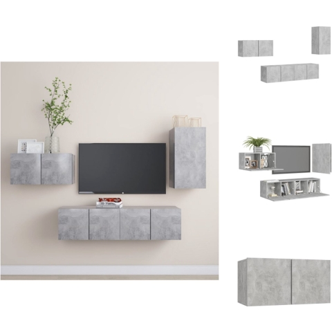 vidaXL televisiemeubel set - betongrijs - 1x 30.5x30x60 cm - 3x 60x30x30 cm - Kast