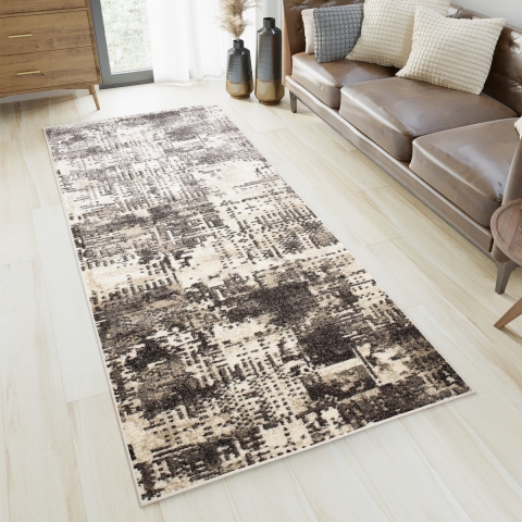 Tapiso Petra Tapijtloper Bruin Modern Laagpolig Vloerkleed Maat- 70x300