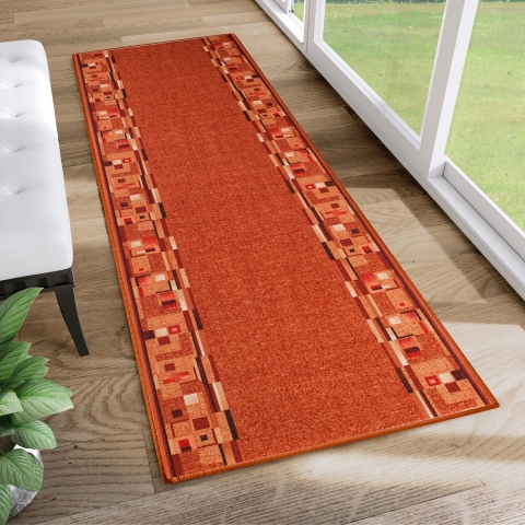 Tapiso Antislip Rubber Mat Oranje Rood Klassiek Rubbermat Tapijt Maat- 80x1300