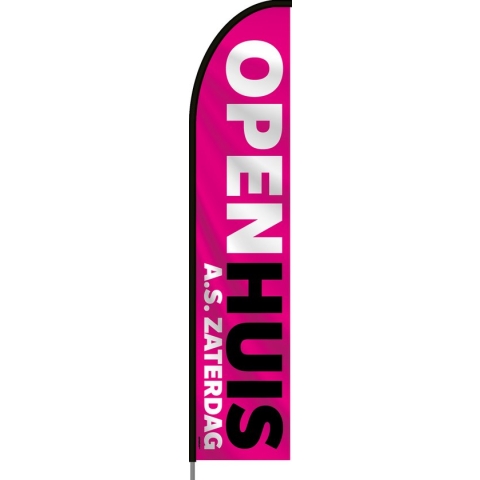 Beachflag - Open Huis #2 - Vlag + Hengelsysteem + Draagtas - Actievlag.nl