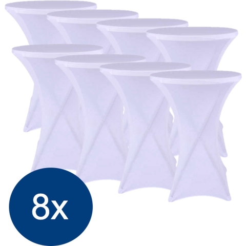 Statafelrok Wit 80cm - Statafelhoes - Tafelrok - Set van 8 - Tafelrokkenshop.nl
